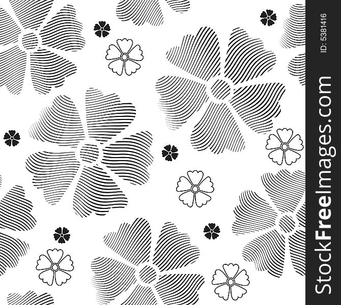 Seamless flowers pattern on white background