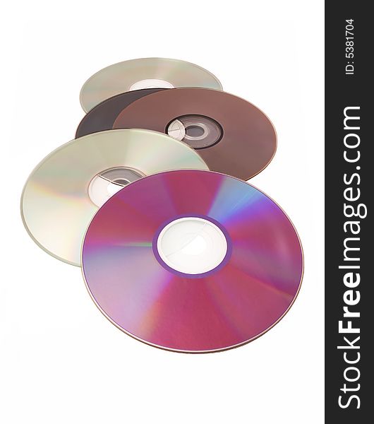Computer disks digital white background dvd cd