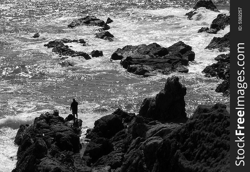 Fisherman in cape byron, Queensland australia