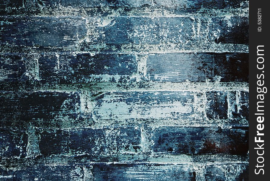 Dirty, old brick wall, in a cold blue color, full of character for your backgrounds. Dirty, old brick wall, in a cold blue color, full of character for your backgrounds