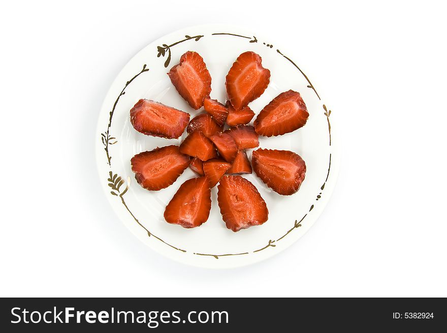 Sliced Strawberries On Plate