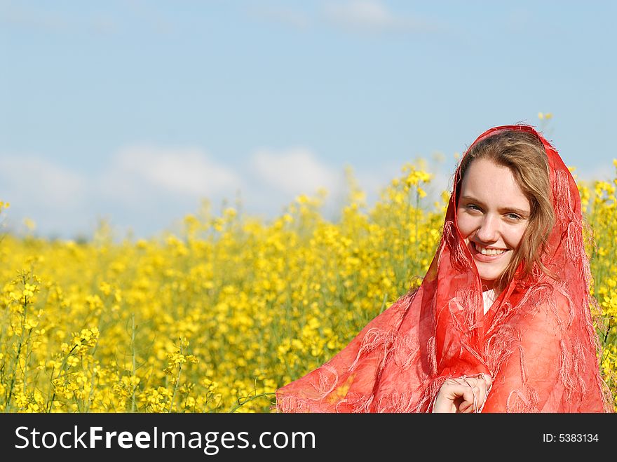 Portrait of the young beautiful girl on nature. Portrait of the young beautiful girl on nature