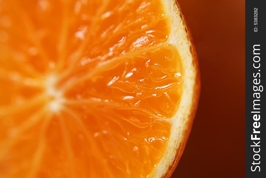 A close up of a fresh orange slice