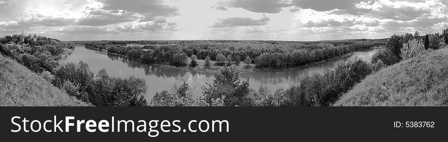 The panoramic view of Nemunas river, the biggest in Lithuania from Liskiava Hill.