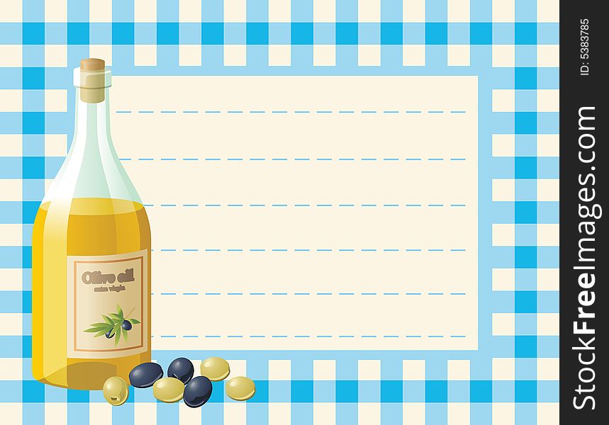 Bottle Of Olive Oil On Chequered Background