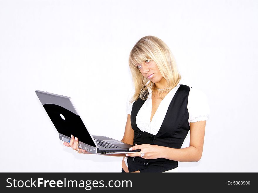 Blond woman and laptop