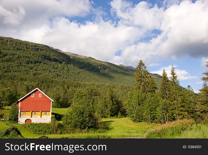 Red barn in the country, Norway