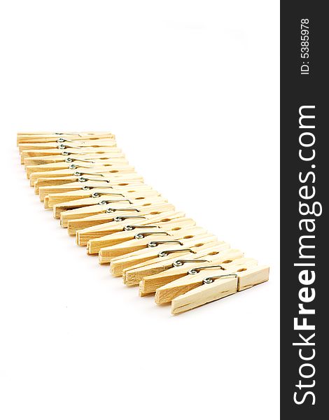 Isolated photo of several wooden pegs