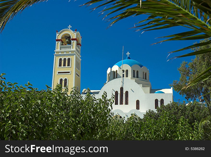 Old church and bell tower in Santorini. Old church and bell tower in Santorini