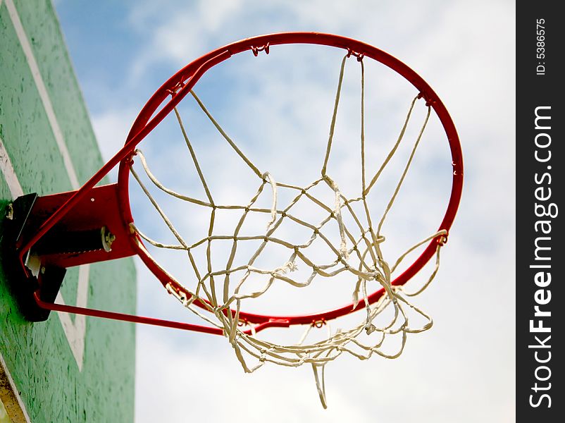 Outdoor Basketball Hoop on blue sky