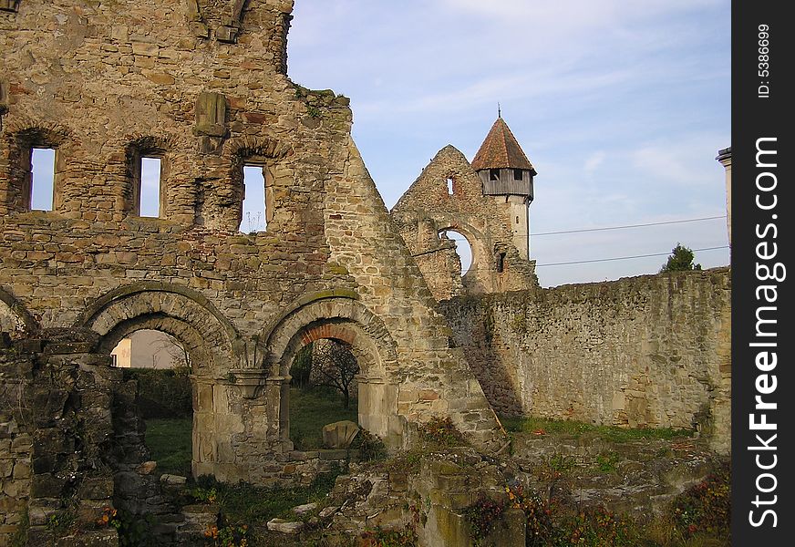 Ruins of the Cistercian church at Kerc - 45Â°47'7.32N, 24Â°34'28.92E. Ruins of the Cistercian church at Kerc - 45Â°47'7.32N, 24Â°34'28.92E