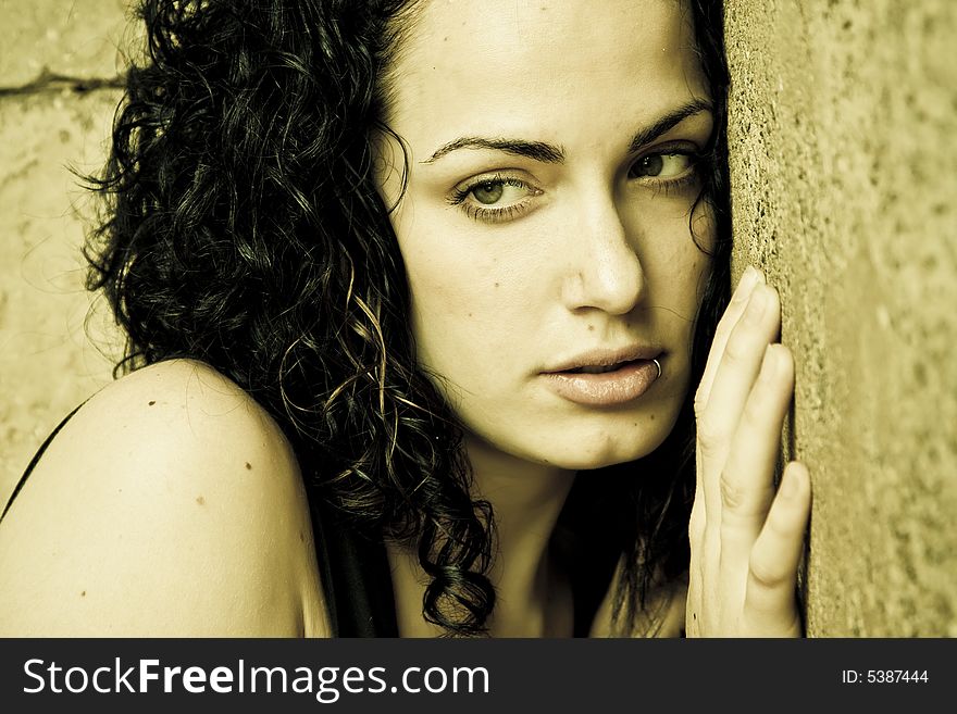 Green Eyed Beauty With Covered Face