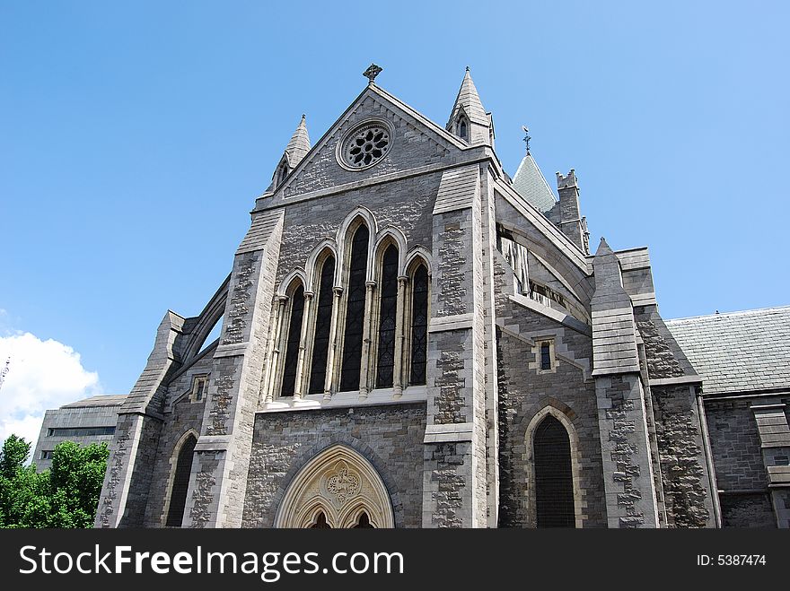 View of Christ Church Cathedral from Wine Tavern Street, Dublin, Ireland