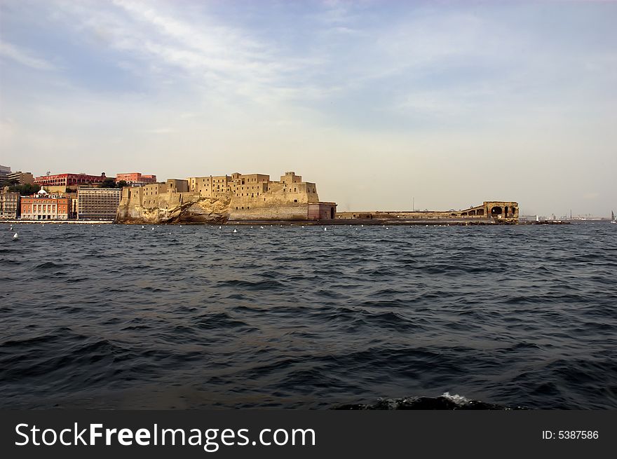 Naples, the Catel dell'Ovo, Vesuvio and sea. Naples, the Catel dell'Ovo, Vesuvio and sea