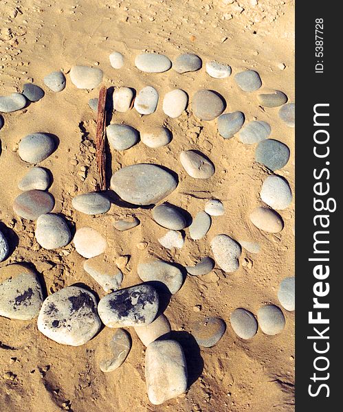 Circle of rocks found on sand