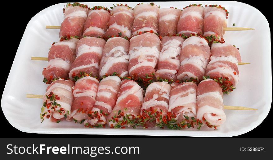 3 rolled pork meat with bacon