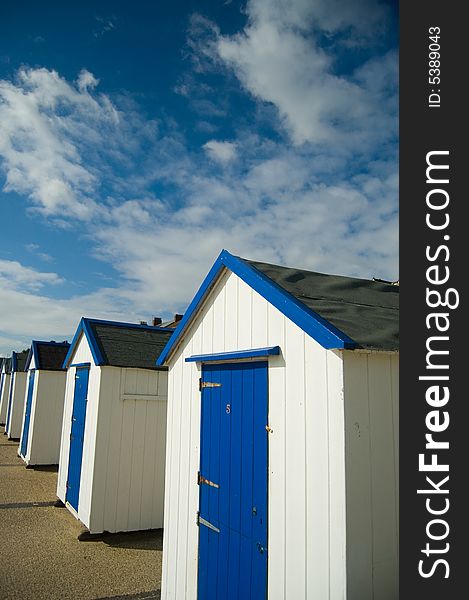 Beach huts and clouds at southwold
england