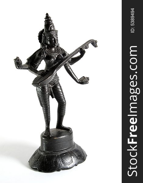 Litte indian statue on white background
