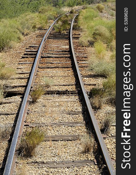 Lost railway in Aroisona\'s desert near of Phoenix. Lost railway in Aroisona\'s desert near of Phoenix