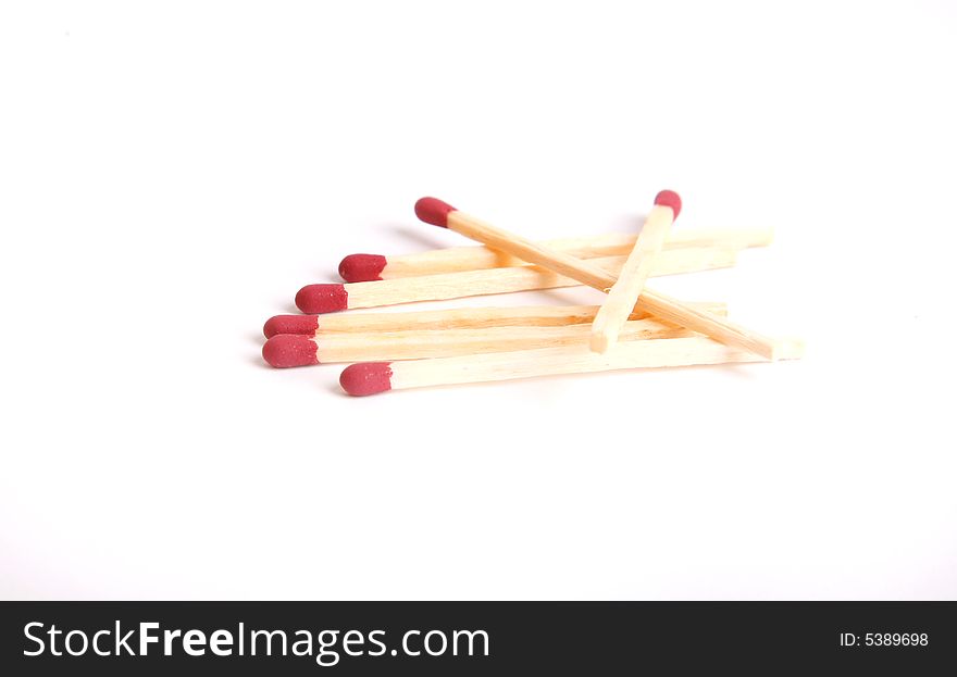 Seven Matches on white background isolated