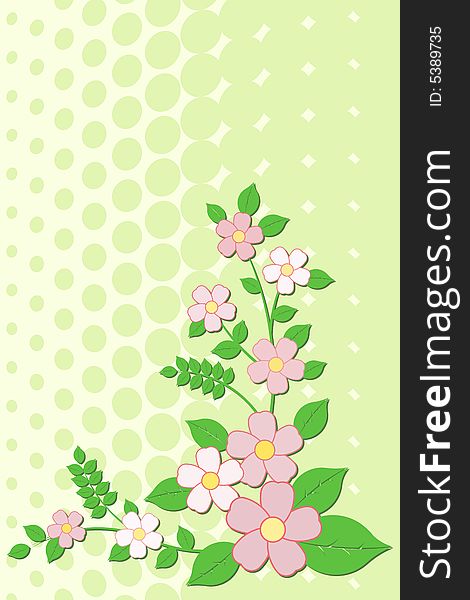 Vector illustration of flowers and leaves