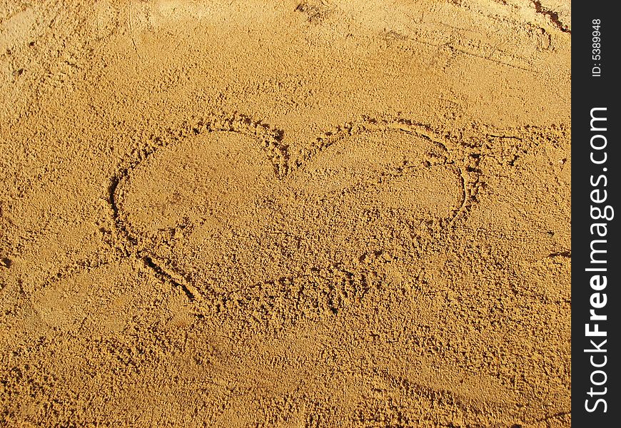 A heart on the sand. A heart on the sand