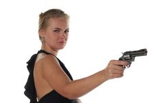 Woman With Revolver Stock Photo