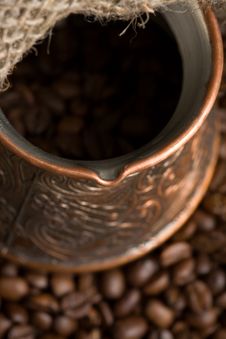 Cezve With Freshly Roasted Coffee Beans Stock Images Cezve With Freshly Roasted Coffee Beans Stock Images