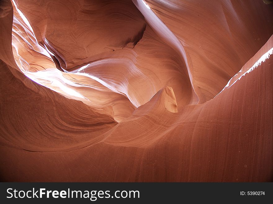 View of sandstone in Antelope Canyon. View of sandstone in Antelope Canyon