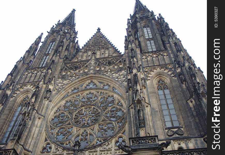 The front part of saint Vitus cathedral in Prague. The front part of saint Vitus cathedral in Prague.