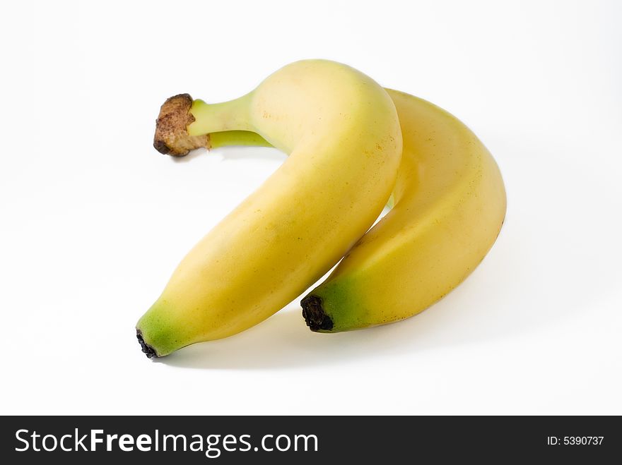 Two bananas isolated on white background