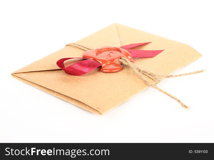 Antique envelope on white background