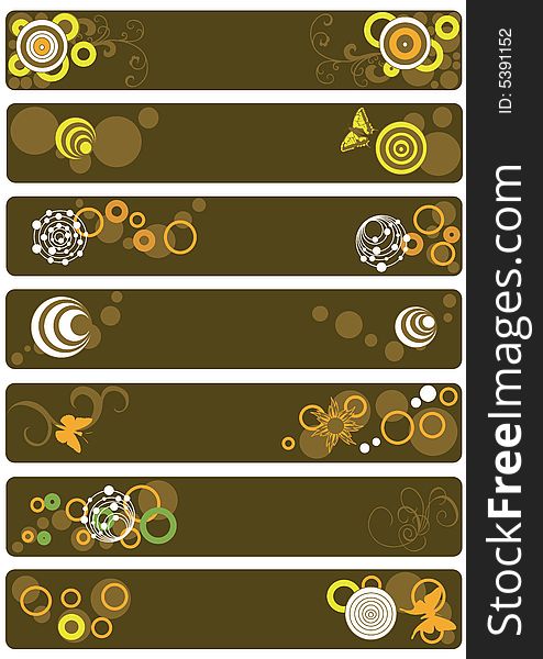 Set of seven decorative banners