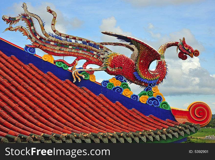 In Pattaya, Thailand, the Anek Kusala Viharasien temple and museum is a repository of art and religious statues from Thailand and China. Here a carved and painted Chinese dragon on the roofs. In Pattaya, Thailand, the Anek Kusala Viharasien temple and museum is a repository of art and religious statues from Thailand and China. Here a carved and painted Chinese dragon on the roofs.