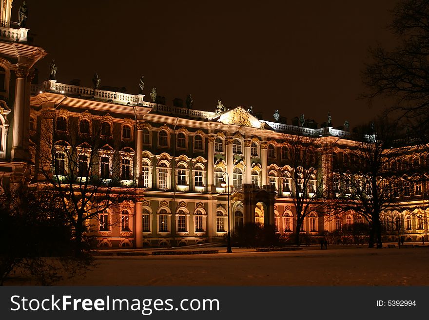 Beautiful illumination of building in the night city