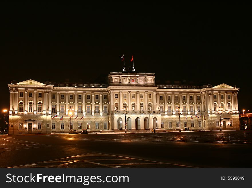 Beautiful illumination of building in the night city