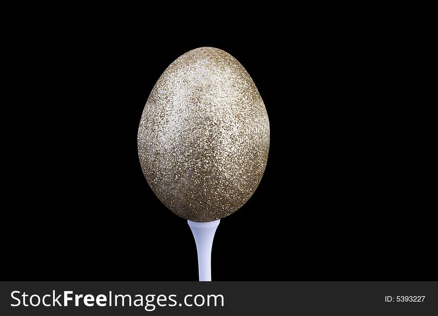 Golden Nest Egg On Tee With Clipping Path