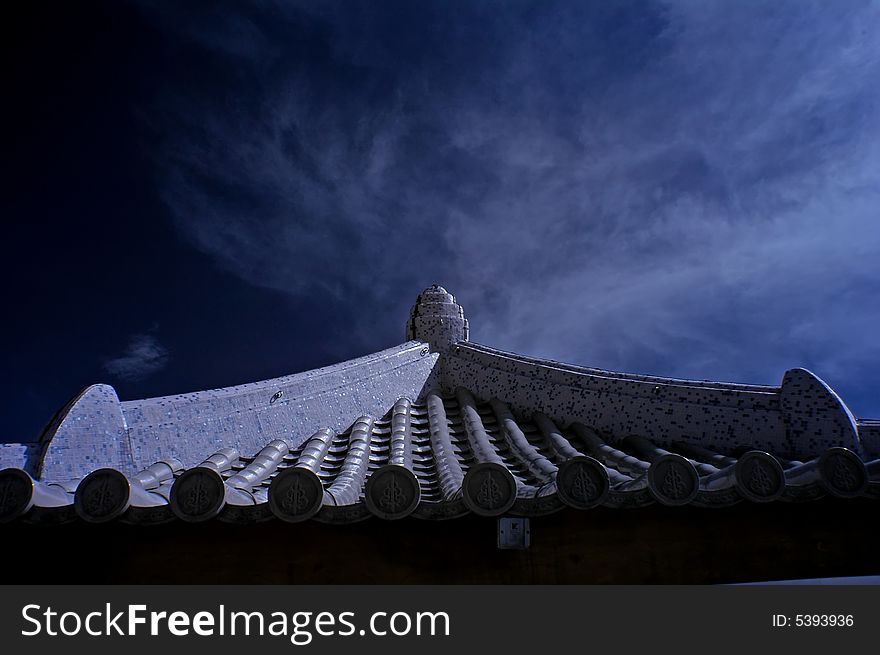 Historical roof and blue skies