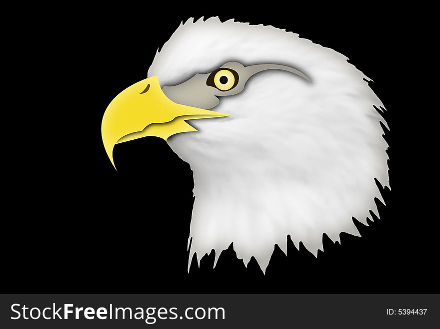 Eagle head illustration isolated on black background.