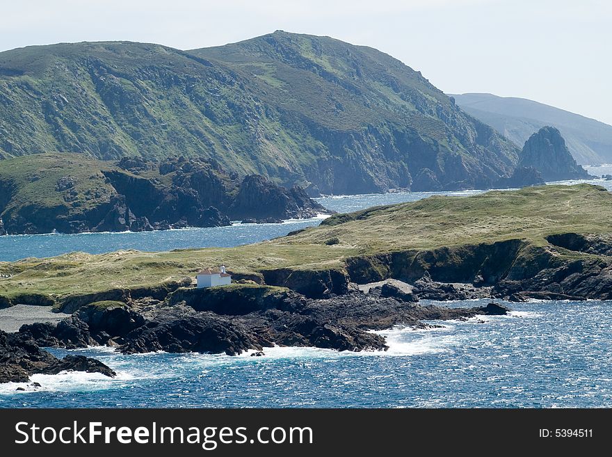 Chapel on a tiny island among the mountains and by the sea. Chapel on a tiny island among the mountains and by the sea