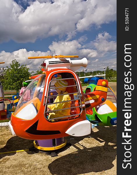 Driving on an attraction the helicopter. Driving on an attraction the helicopter