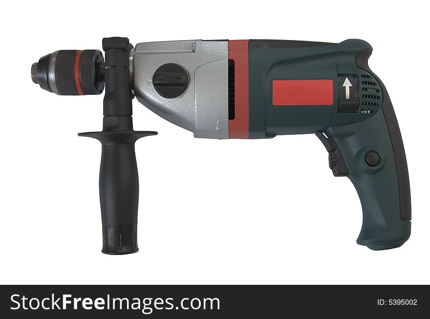Electric drill isolated over white
