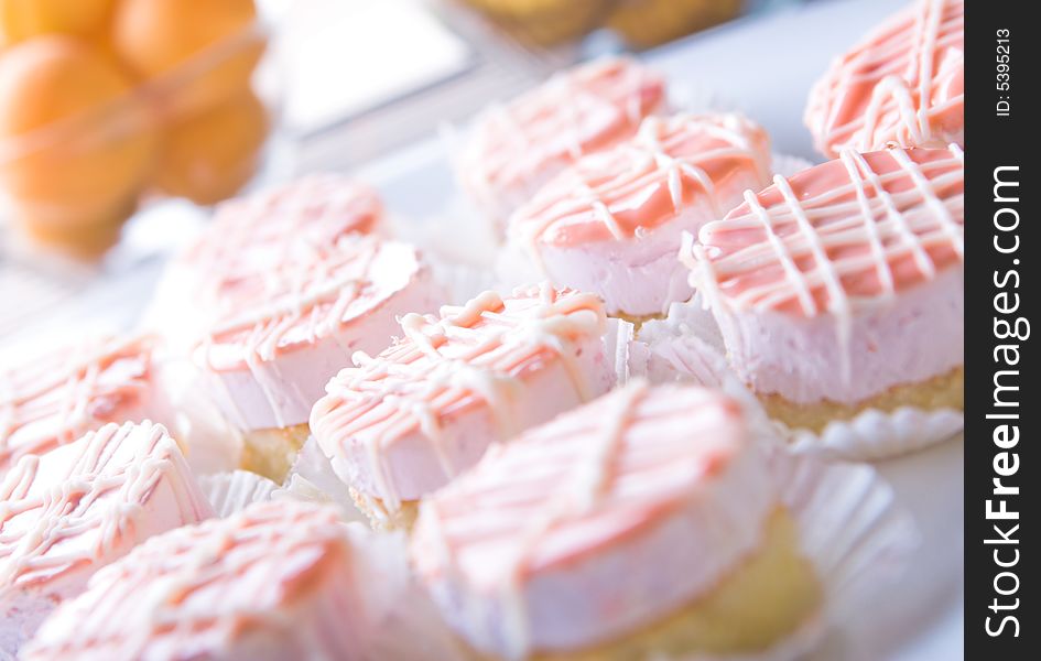 Small cakes on white plate