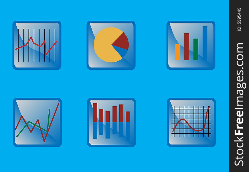 Vector icon set of graphs. Vector icon set of graphs