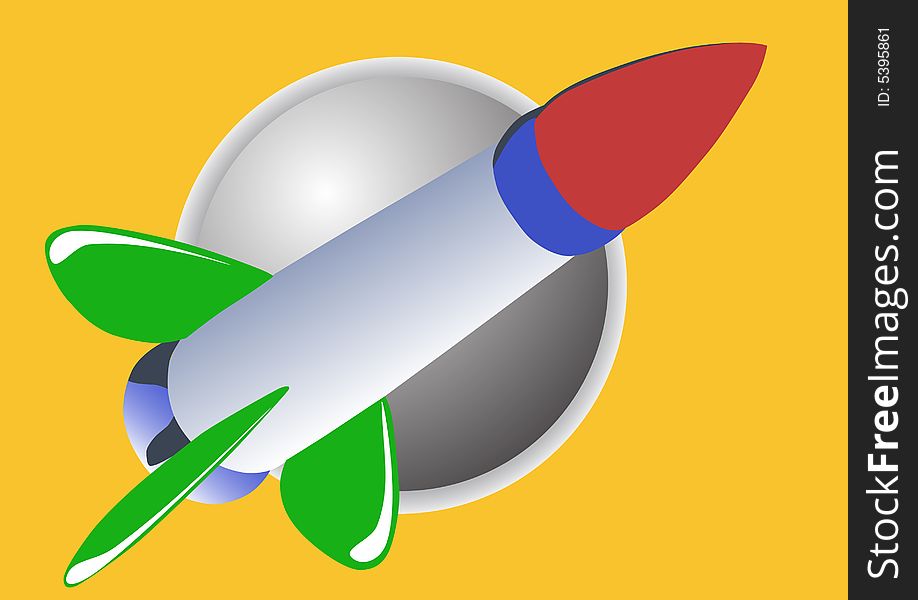 Vector illustration with space rocket on the moon. Vector illustration with space rocket on the moon