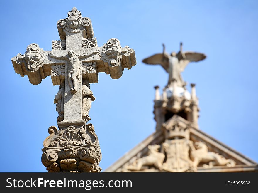 Christ on cross. Barcelona, Spain