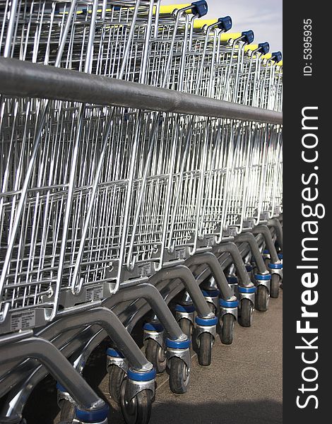 Shopping carts in the row