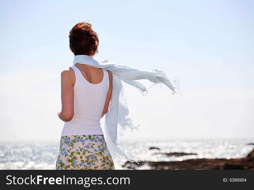 Attractive Girl On Seashore