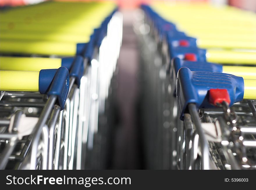 Shopping carts in the row