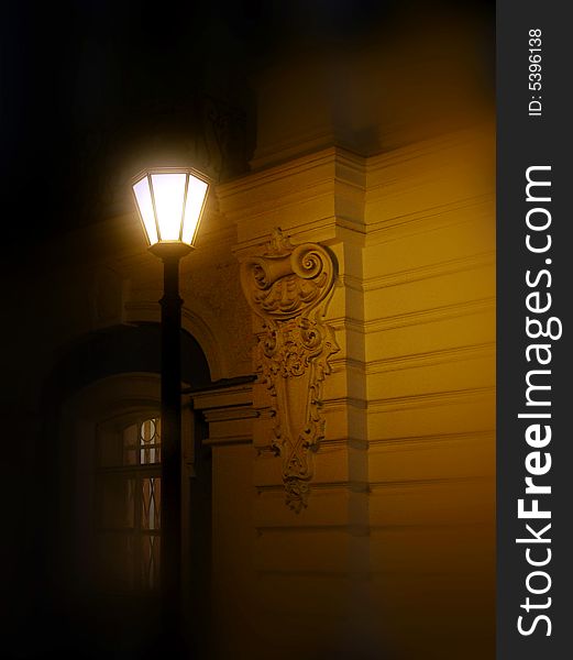 Lantern near historical building, in winter in Saint Petersburg. Lantern near historical building, in winter in Saint Petersburg